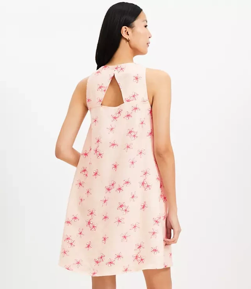 Petite Bloom Linen Blend Cutout Back Mini Pocket Dress