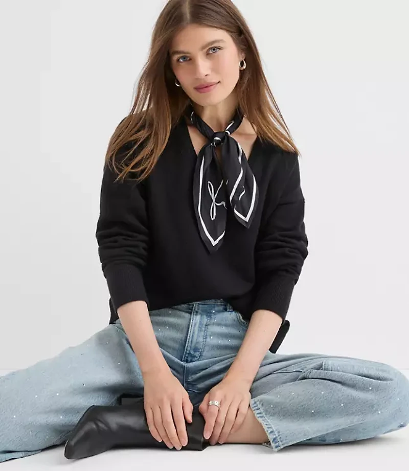 Heathered V-Neck Relaxed Everyday Sweater