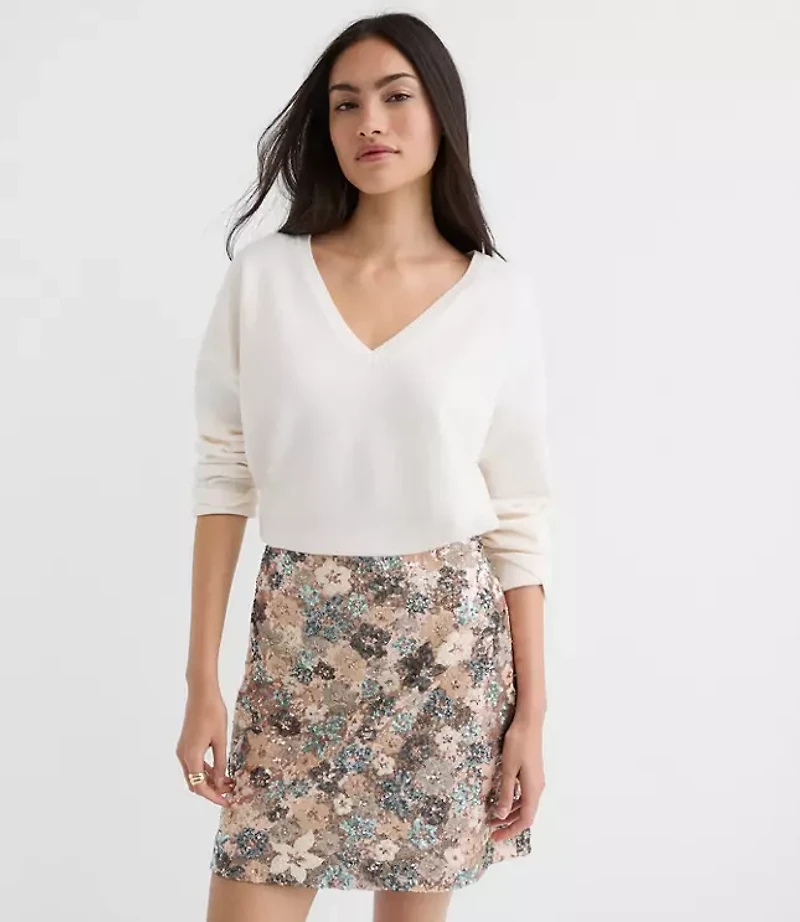 Heathered V-Neck Relaxed Everyday Sweater