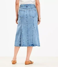 Denim Trumpet Midi Skirt Authentic Vintage Mid Wash