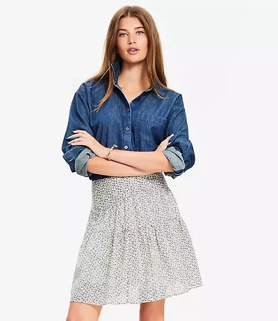 Petite Garden Ruffle Mini Skirt