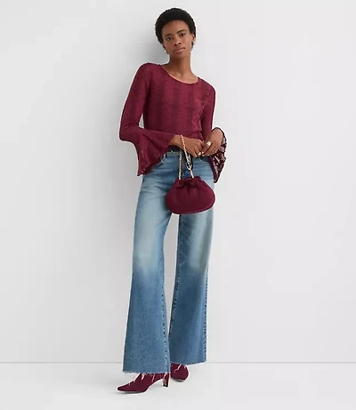 Floral Lace Godet Sleeve Top