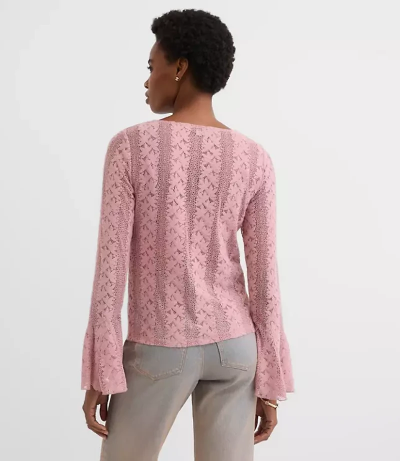 Floral Lace Godet Sleeve Top