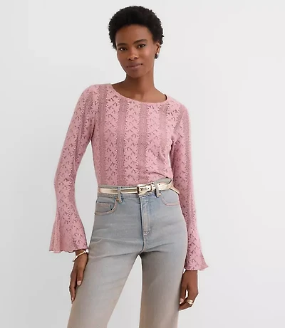 Floral Lace Godet Sleeve Top