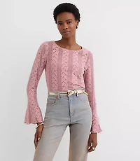 Floral Lace Godet Sleeve Top