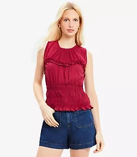 Petite Smocked Ruffle Tank Top