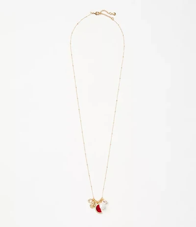 Watermelon Pearlized Pave Cluster Pendant Necklace