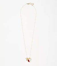 Watermelon Pearlized Pave Cluster Pendant Necklace
