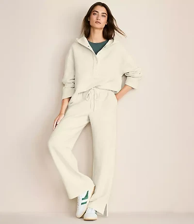 Lou & Grey Heathered Wafflestitch Straight Leg Pants
