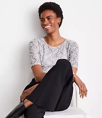 LOFT Petite Versa Snake Print Mesh Elbow Sleeve Tee