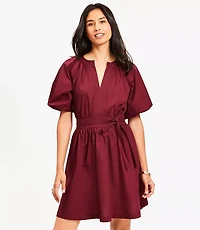 Petite Poplin Balloon Sleeve Mini Dress