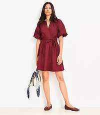 Petite Poplin Balloon Sleeve Mini Dress