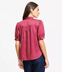 Petite Dotted Bow Blouse