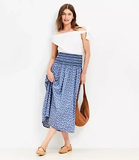 Floral Smocked Midi Skirt