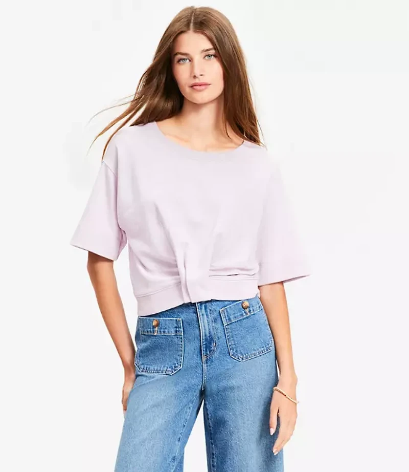 Knotted Short Sleeve Sweatshirt