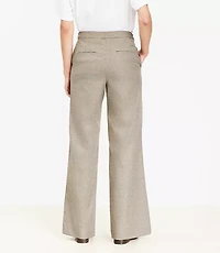 Petite Tab Waist Wide Leg Pants Plaid