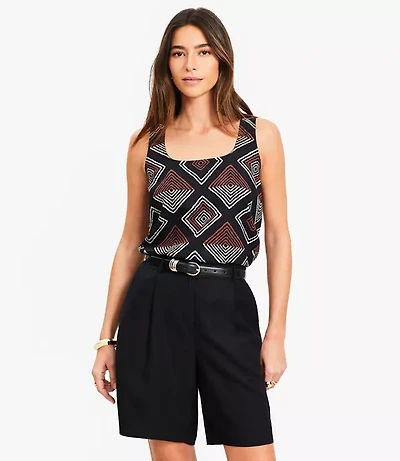 Zig Zag Linen Blend Easy Tank Top