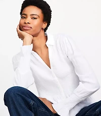 Petite Smocked Peplum Blouse