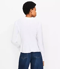 Petite Smocked Peplum Blouse