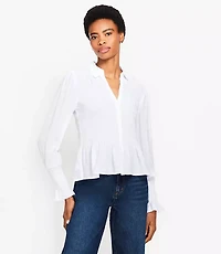 Petite Smocked Peplum Blouse