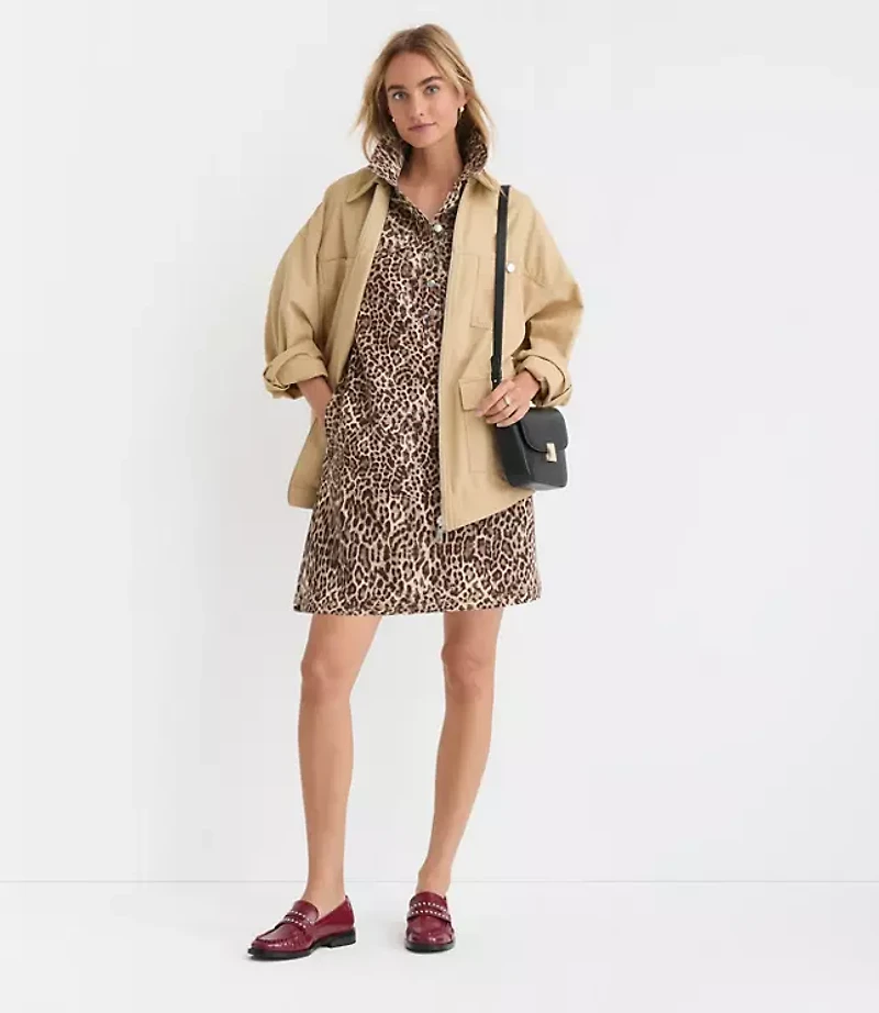 Petite Leopard Print Mini Pocket Dress