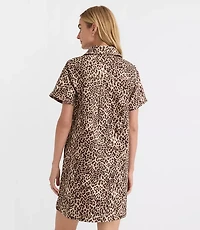 Petite Leopard Print Mini Pocket Dress