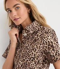 Petite Leopard Print Mini Pocket Dress