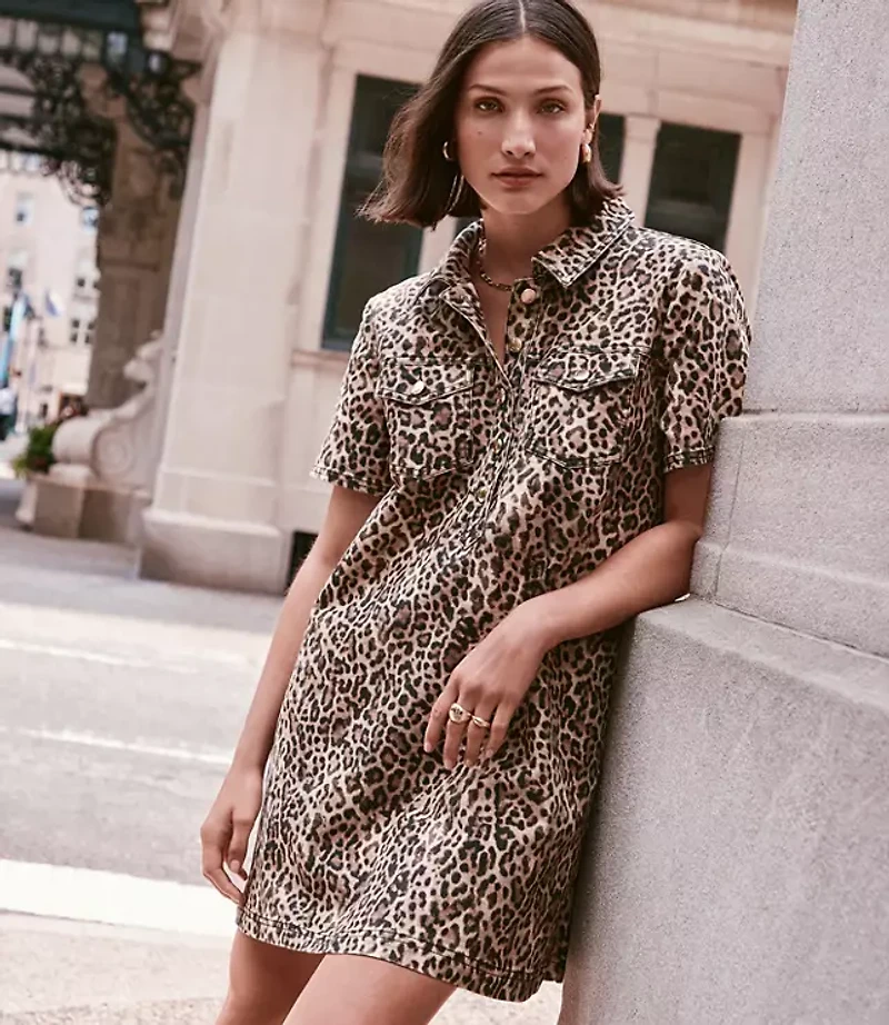 Petite Leopard Print Mini Pocket Dress