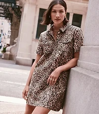 Petite Leopard Print Mini Pocket Dress