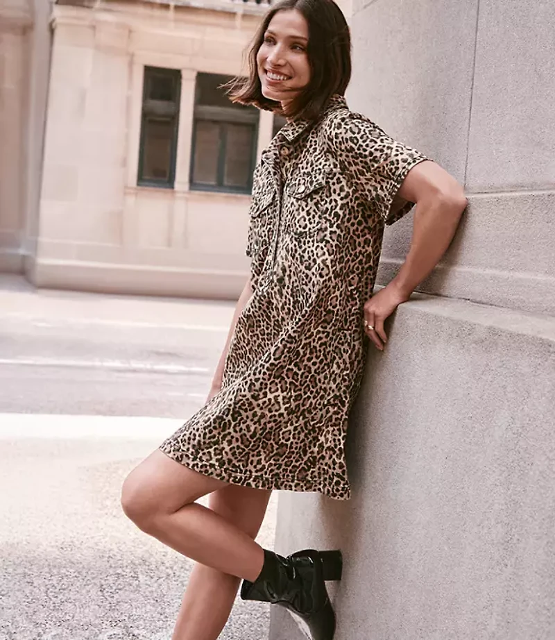 Petite Leopard Print Mini Pocket Dress