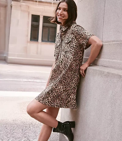 Petite Leopard Print Mini Pocket Dress