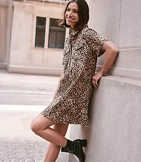 Petite Leopard Print Mini Pocket Dress