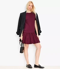 Bubble Hem Mixed Media Mini Dress