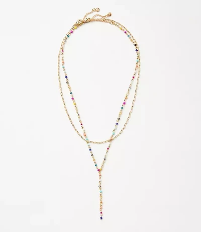 Beaded Delicate Layered Y-Necklace Set
