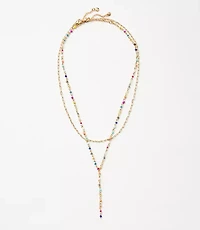 Beaded Delicate Layered Y-Necklace Set