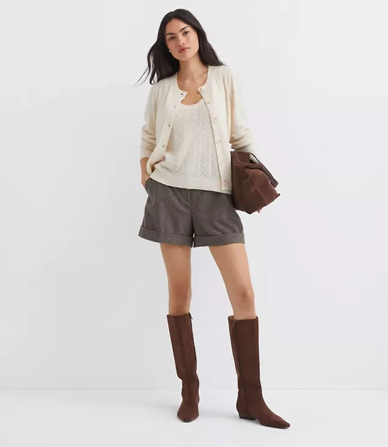 Cuffed Shorts Wool Blend
