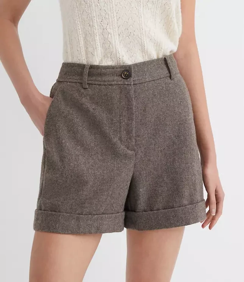 Cuffed Shorts Wool Blend