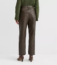 Petite Five Pocket Straight Pants Faux Leather