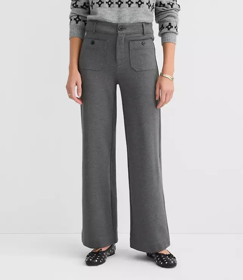 Petite Palmer Wide Leg Pants Heathered Ponte