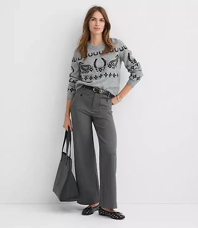 Petite Palmer Wide Leg Pants Heathered Ponte