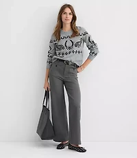 Petite Palmer Wide Leg Pants Heathered Ponte