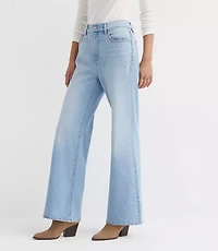 Petite Curvy Studded High Rise Wide Leg Jeans Mid Vintage Wash