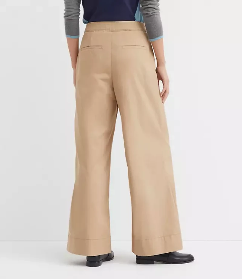 Petite Coin Pocket Pleated Wide Leg Pants Twill