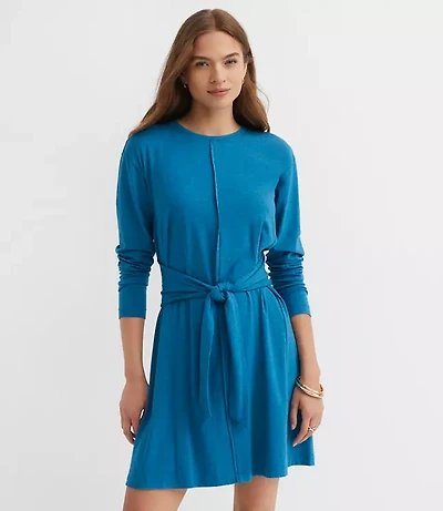 Petite Heathered Tie Waist Mini Dress