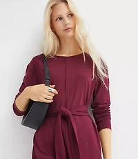 Petite Heathered Tie Waist Mini Dress
