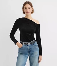 Velour One Shoulder Top