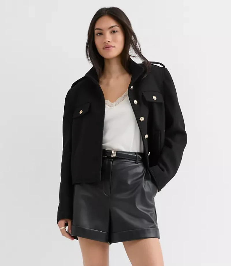 Cuffed Shorts Faux Leather