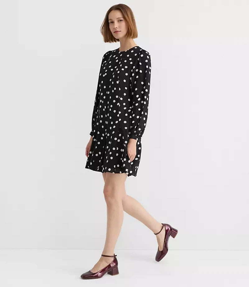 Dotted Godet Mini Dress