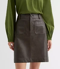 Distressed Faux Leather Pocket Mini Skirt