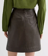 Distressed Faux Leather Pocket Mini Skirt